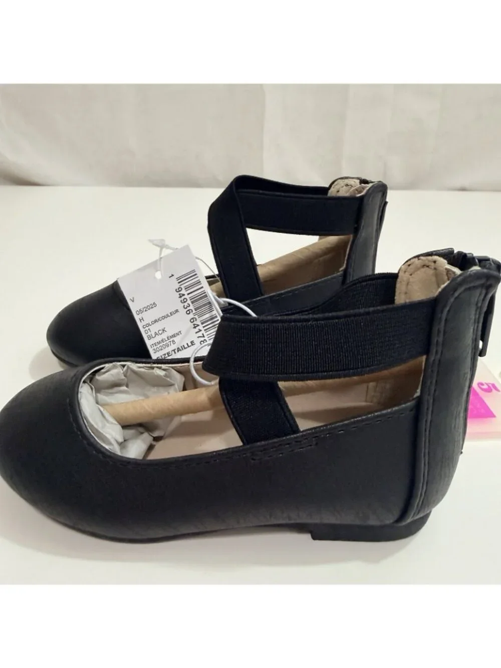 Children’s Place Toddler Girls Cross Strap Ballet Flats - Black 5